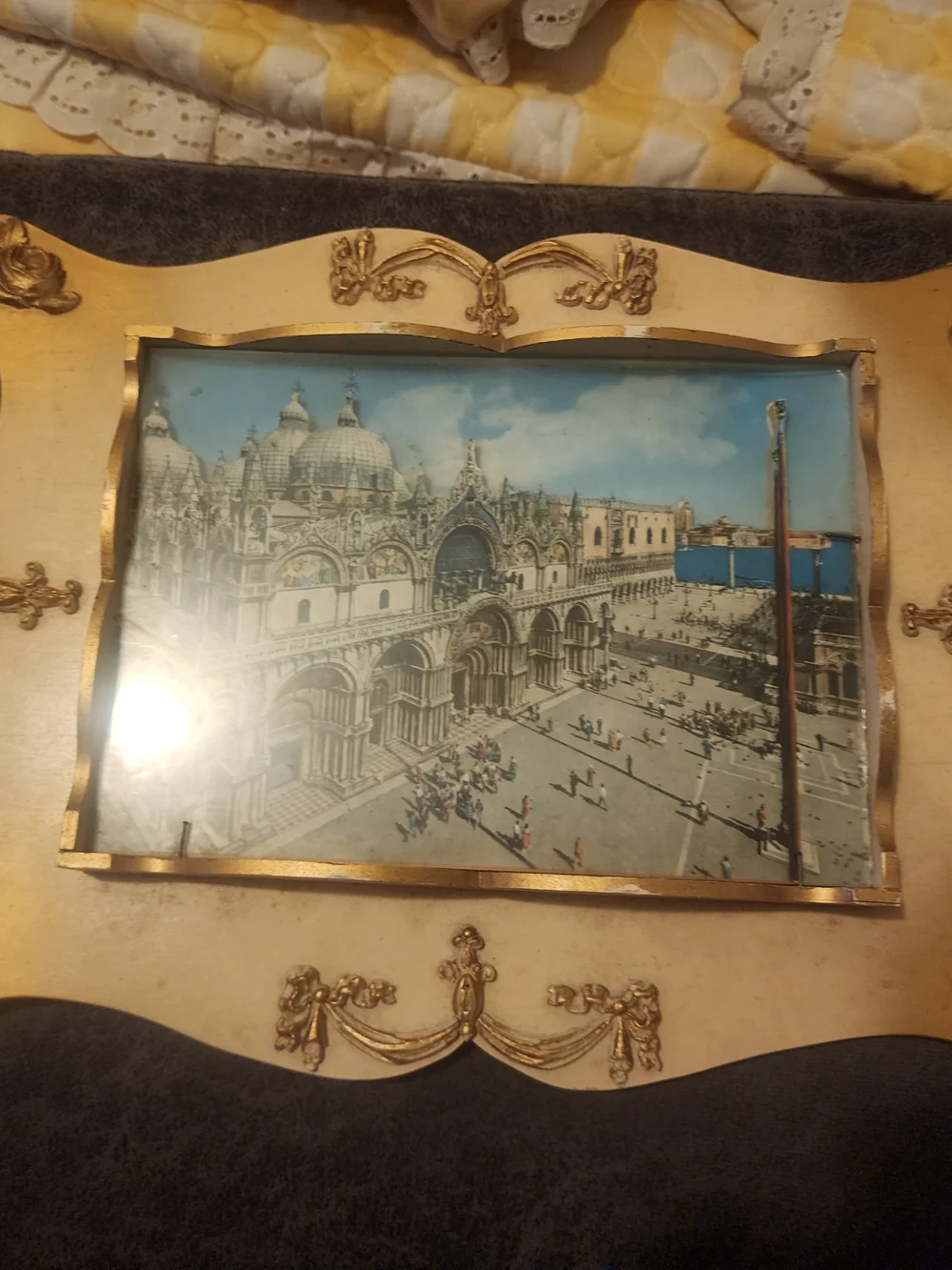 Ornate Gold and Cream Decorative Framed Wall Art - Vintage European Scenes